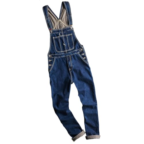 Combinaison longue en denim homme style américain et ample