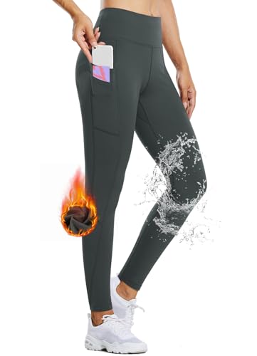 Thermo-Leggings Damen Mit Fleece-Futter - Hohe Taille, Mit Taschen, Winter & Training