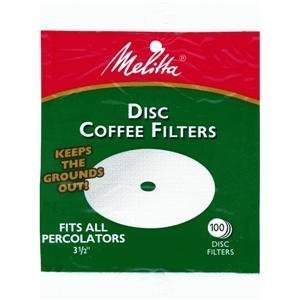 5 X Melitta Disc Coffee Filters For Percolators White 3-1/2 In. Dia. 100 Count