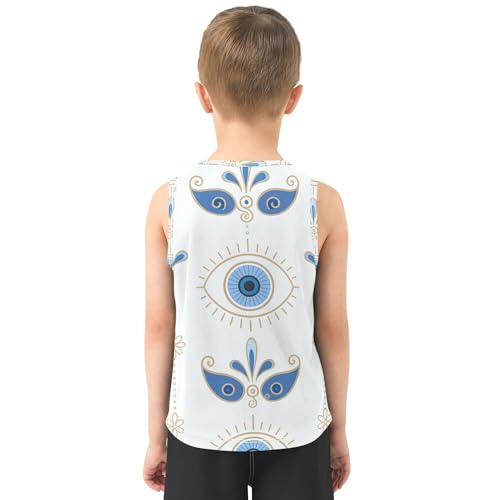 JUNZAN Evil Eye Boys Tank Tops Sleeveless Toddler Vest Beach Casual Clothes for Gym Swim Beach Outdoor 3T3