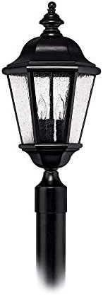 Hinkley Edgewater Three Light 21.25-Inch Post Mount Outdoor Lantern, Aluminum, Clear Seedy Glass, Driveway Walkway or Entry, Post Sold Separately, Black Finish