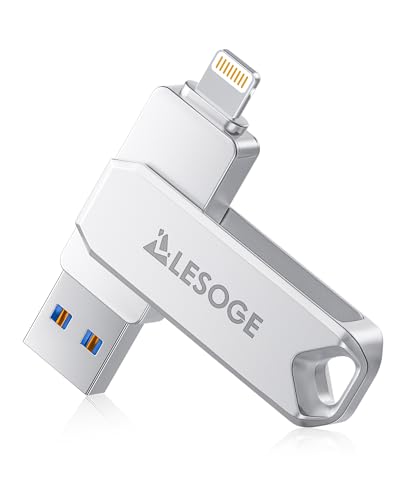 LESOGE 128GB USB 3.0 Flash Drive for iPhone iPad Android & PC/Mac - MFi Certified Touch ID/Passcode Encrypted One-Click Backup