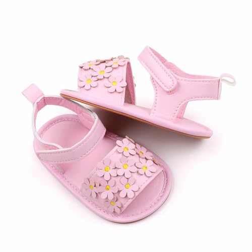 Baby Infant Newborn Boys Girls Casual Flat Sandal Rubber Sole Outdoor First Walking Crib Flower Hook&Loop Shoe4