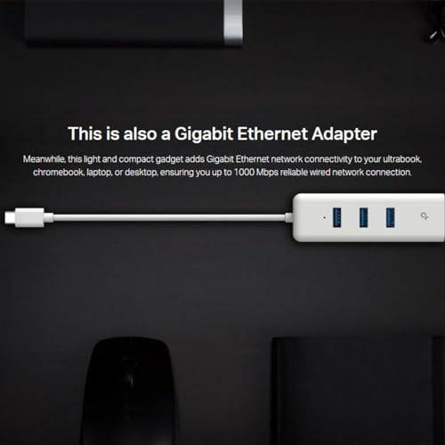 TP-Link USB C to Ethernet Adapter, 3-Port USB Hub Laptop Network Adapter - image 5