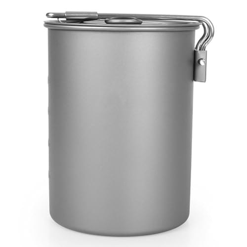 Lightweight Camping Pot 900ml Water Cup with Lid Foldable Handle Hiking Backpacking