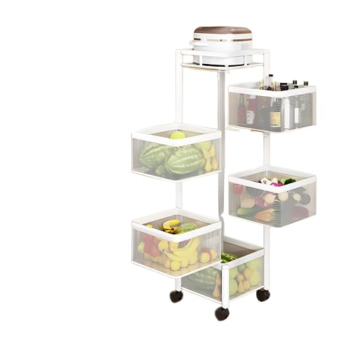 Estantería de cocina con ruedas giratoria para organizar frutas y verduras en el hogar