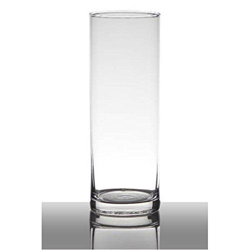 Hakbijl Dekoglas, Vase Zylinder H. 24cm D. 9cmtransparent rund Glas Cover