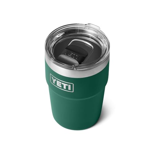 YETI Rambler 16 oz Stackable Tumbler, Vacuum Insulated, Stainless Steel with MagSlider Lid, Black Forest Green