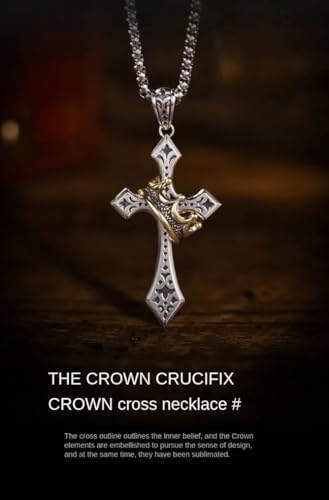 Mai & Claire 925 Sterling Silver Crown Cross Necklace For Women And Men - Retro Crucifix Of Thorns Pendant, Jesus Christ Cross Chain With Diadem2
