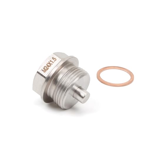 Magnetic Oil Drain Plug, Stainless Steel Transmission Oil Pan Bolt with Copper Washe (M24X1.5)