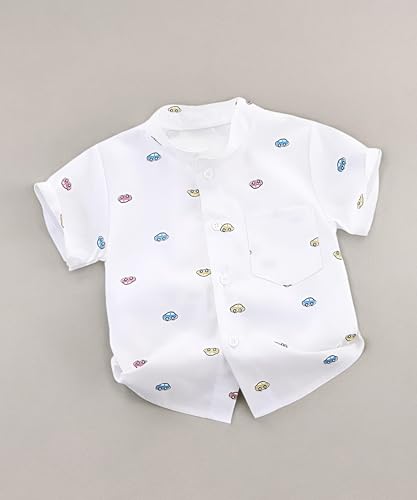 Image of Boys Short Sleeve Button Down Shirts, Plaid and Striped Pattern, Cotton Casual Tops, Pack of 2
