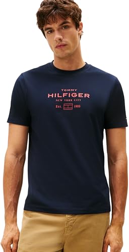 T-shirt S/S Tommy Hilfiger Hilfiger Stack Graphic Tee Mw0mw40002 noir en coton pour homme