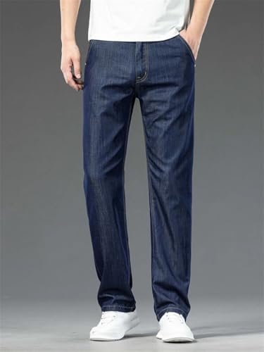 Men's Thin Modal Jeans Loose Straight Classic Business Versatile Casual Denim Trousers2
