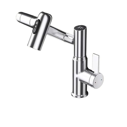 Grifo de lavabo extraíble monomando giratorio 360 con pantalla digital Silver 2