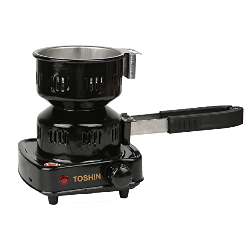 TOSHIN Elektrischer Kohleanzünder 450W Shisha Kohle Brenner Heizplatte E-Heater Kohlebrenner mit Abziehbarer und multifunktionaler Griff Cover