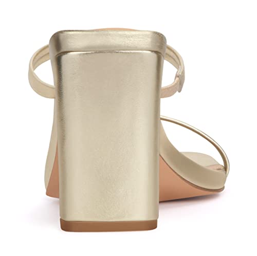 Image of Carcuume Women's Square Toe Two Strap Open Toe Block Heels Sandals Slip On Shoes