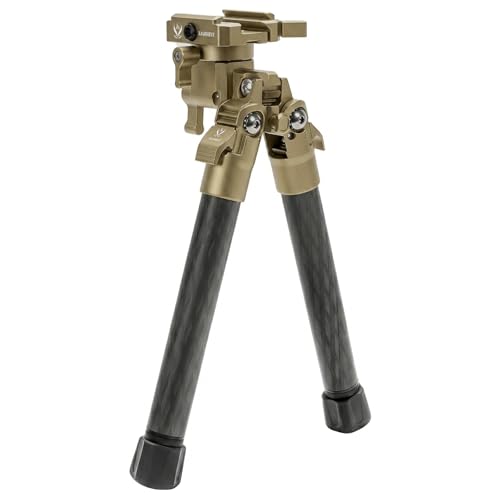 XAMOREST SBP-DP SteadyShot Kohlefaser Zweibein Picatinny & Arca-Swiss-Doppelklemmung 360 Schwenk & 45 Neigungseinstellung 3 teilige Beine Jagd Zweibein (Sandfarben)