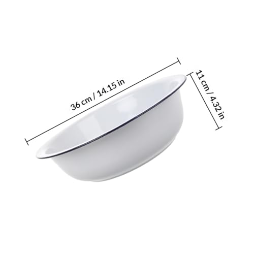 Tazón esmaltado grande vintage 36 cm blanco miniatura 2