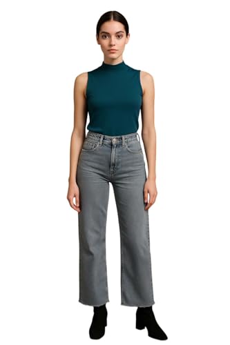 Image of KOTTY Women's Solid|Fit and Flared Fitting|Ankle Leg Style|High Rise|Stechable|Casual Jeans