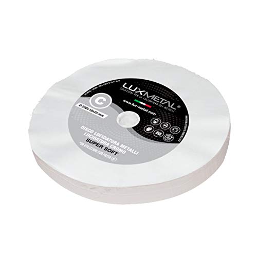 Disque meule roue à polir Lux Metal en coton souple C SuperFine 200 mm pour polir miroir aluminium acier inoxydable laiton cuivre bronze fer chrome lexan plexiglas abs bois Cover