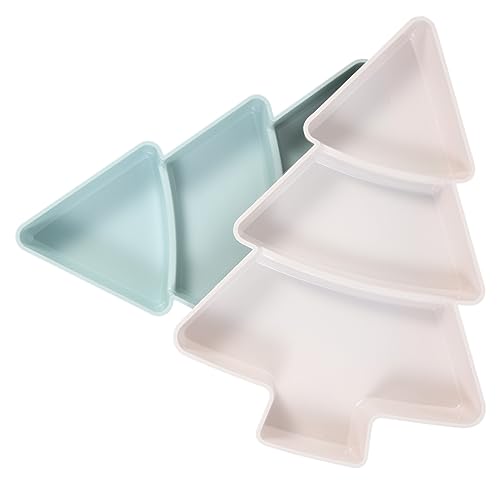 Levemolo 2pcs Christmas Tree Snack Plate Charcuterie Plates Cookie Plates Fruit Tray Cake Plate Dessert Salad Plate Snack Tray Divided Nut Tray Xmas Trinket Tray Tree Shaped Tray