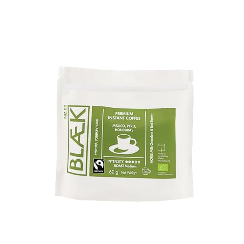 BLÆK Specialty Bio Instant Kaffee Nø.2 | Blaek Organic Premium Coffee 60g Bag To Go Pouch löslich | Premiumkaffee Medium Roast Arabica Hochland Kaffeebohne süß | Hotel Camping Reise Büro Vanlife BLÆK Specialty Bio Instant Kaffee Nø.2 | Blaek Organic Premium Coffee 60g Bag To Go Pouch löslich | Premiumkaffee Medium Roast Arabica Hochland Kaffeebohne süß | Hotel Camping Reise Büro Vanlife