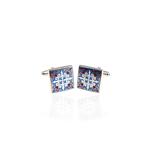 Mancuernillas para hombre Rockyu patrón japonés acero miniatura 5