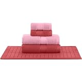 Jogo de toalha banho 5 peças teka premium 100% algodão (vermelho c