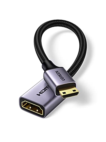 UGREEN Adaptador Mini HDMI a HDMI 4K 60Hz Cable Mini HDMI a HDMI Hembra Corto 25cm Soporte 3D Dolby Vision HDCP 2.2 Compatible con Raspberry Pi Zero Cámara PC Portátil