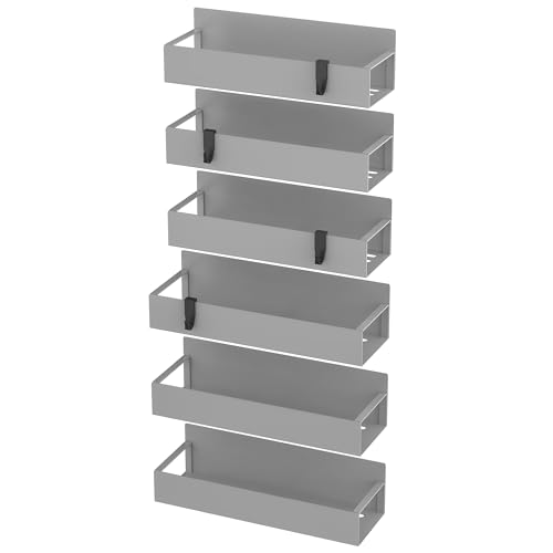 Image of HuggieGems Metal Magnetic Spice Rack for Refrigerator Gray, 6 Pack