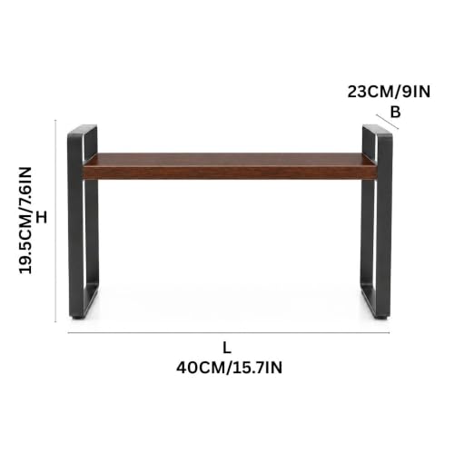 Image of Decorlay Metal & Engineered Kitchen Storage Rack, Wood Shelf, Countertop Organizer for Jars & Spices 40x23x19.5cm (Oak Frame Rack (Brown)