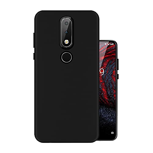 HELLO ZONE Rubber Exclusive Matte Finish Soft Back Case Cover for Nokia 6.1 Plus (5.8") - Black