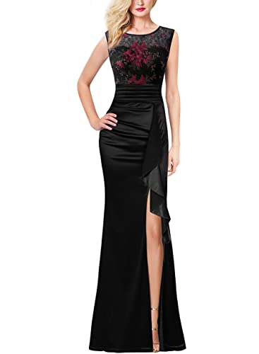 Image of VFSHOW Womens Formal Ruched Ruffles Evening Prom Wedding Party Maxi Dress