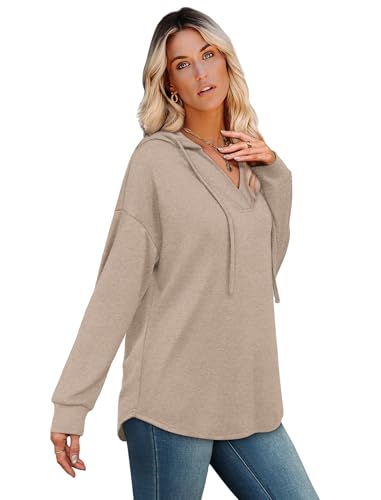 Image of Sampeel Hoodies for Women Trendy Fall Fashion 2025 V Neck Oversized Sweatshirt Plus Size Tops Clothes