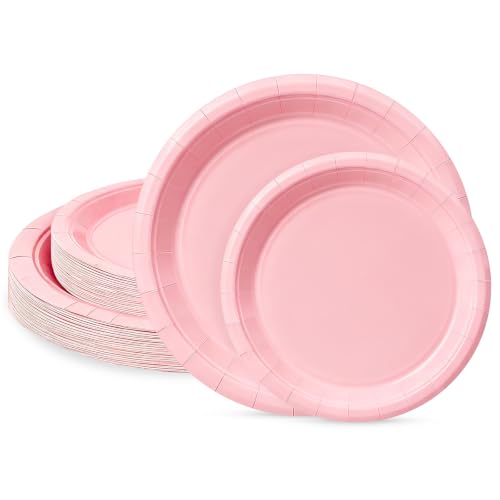 LIKAJON Light Pink Plates 50 Pack
