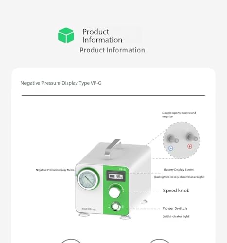 Image of Lab Vacuum Pump, Portable Oilless Vacuum Filtration Pump, 0-12 L /min Flow Rate W /Positive（150 KPa） and Negative（-75 KPa） Pressure (G)