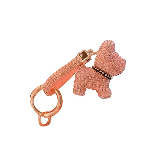 Bakermiche Porte-clés Bouledogue Français Chiot Pendentif Porte-clés pour Femmes Hommes Souvenir Cadeau Danniversaire Chien Porte-Clés Pour Femmes Sac Charme Pour voiture sac à dos portefeuille rose Cover