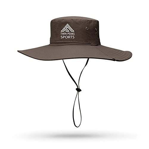 TWIN PEAKS SPORTS Sombrero Pescador, ala Ancha Sombreros Hombre Mujer, Plegable Impermeables Sombreros para Playa, Senderismo, Safari, Trekking (Marrón)