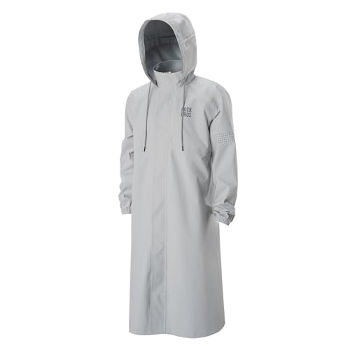 ROCKBROS Regenjacke für Herren Damen Wasserdichte Atmungsaktiv Regenponcho Regenmantel Windjacke mit Kapuze für Pendeln Wandern Camping Alltag Grau Weiß