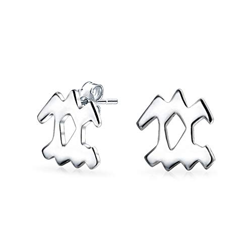 Tiny Simple Aquarius Astrology Horoscope Zodiac Stud Earrings For Teen For Women 925 Sterling Silver 12 Birth Month Sign