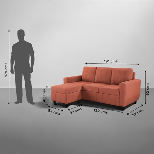 Image of Sleepyhead Bae Designed by Duroflex - Interchangeable L Shape Sofa Set |Modular Rearrangeable Lounger |Space-Saving, Comfortable & Easy-Maintenance Sofa For Living Room |3 Year Warranty - Ember Orange