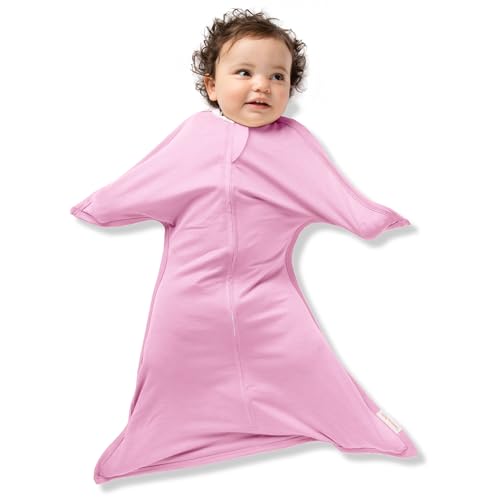 Image of SleepingBaby Zipadee-Zip Transition Swaddle - Cozy Baby Swaddle Blanket with Zipper Convenience - Roomy Wearable Blanket for Easy Diaper Changes - Classic Rose Pink, Medium (6-12 Month)