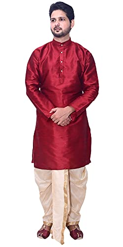 Image of Om Shubh Mangalam Men's Dupion Silk Fancy Dhoti Kurta Set