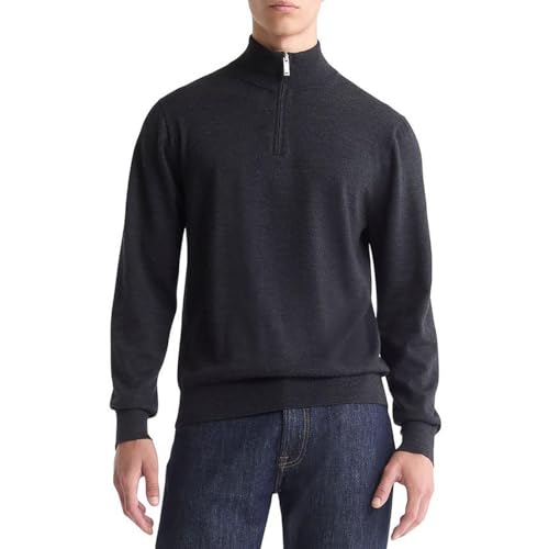 Calvin Klein Mens Zipper Mock Turtleneck Sweater Gray M