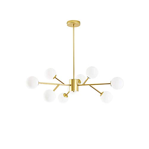 Globe en verre luminaire suspendu dorée pour illuminer un grand salon