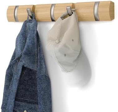Umbra Flip 5-Hook Wood Wall Hook, Natural