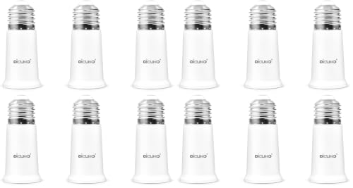 Image of DiCUNO E26 Socket Extender, E26 Standard Medium Base Lamp Bulb Socket Adapter of 5CM /1.97 Inch Extension, Max 200W, Light Bulb Extender, 6 Pcs (Pack of 2)