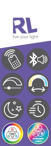 Reality Leuchten Plafonnier Led Musica R69031901, Abat-Jour En Plastique Blanc Avec Effet Starlight, Led 33 Watts, TéLéCommande, Changement De Couleur, Haut-Parleur Bluetooth, - 7