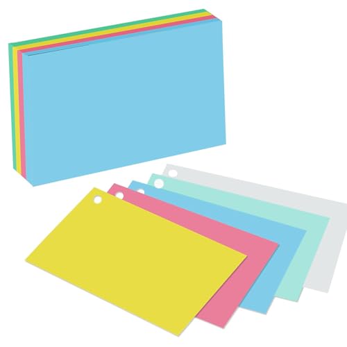 Image of AccuPrints 200 Coloured Index Flash Cards Tray - 5 Colours - 3x5 inch - 200 Cards - Free Binder Rings - 200 GSM Thick (Unruled)