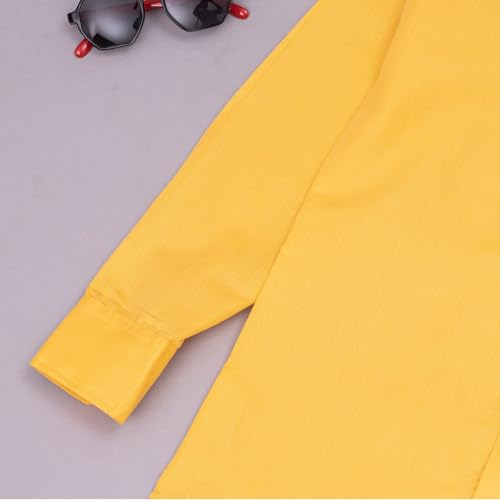 Image of Vikita Enterprise Kid Boy's Cotton Solid Shirt with Spread Collar Neck Full Sleeves Button Closure Curved Length and One Pocket | Shirt For Kids Boys
